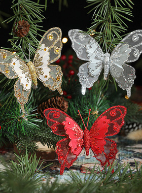 Christmas Decoration Butterfly Christmas Tree Pendant Glitte
