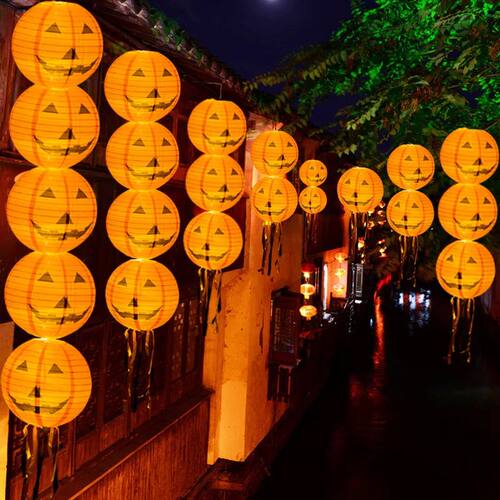 Halloween Paper Lanterns Equipped With Yellow Light Pumpkin