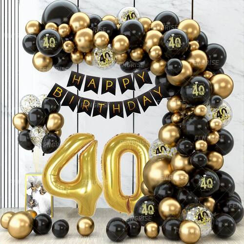 Black Gold Balloon Garland Arch Kit Confetti Latex Balloon H