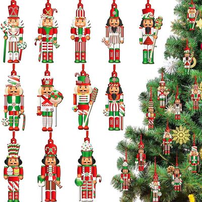 24PCS/12PCS Wooden Christmas Nutcracker Soldier Pendant Xmas