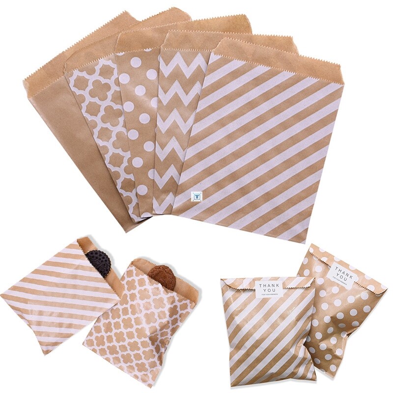 20-25pcs 18*13cm kraft paper bag wave stripe dot gift bag