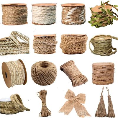 5M Natural Vintage Jute Cord String Gift Wrapping Ribbon Bow