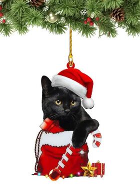 Christmas Cat Ornaments Cat Flat Acrylic Decorations For Hol
