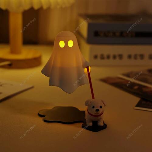 3D Printed Ghost Walking Dog Night Light LED Warm Lamp Hallo