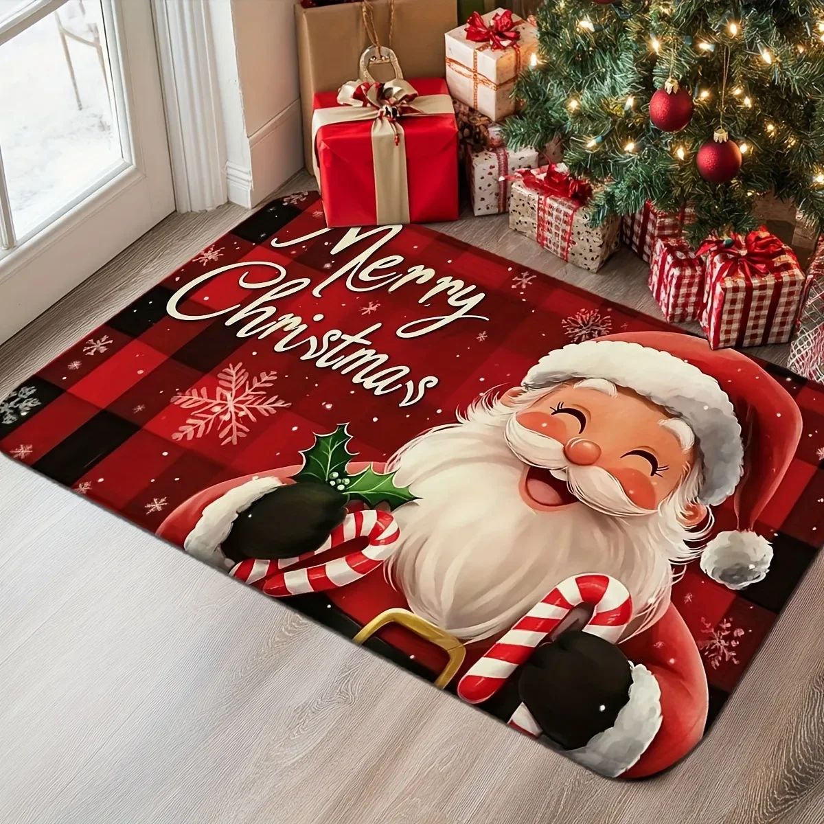 Santa Claus welcome door mat soft non-slip floor mat suitabl