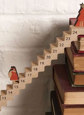 Wood Stairs Climbing Santa Traveling Christmas Advent Calend