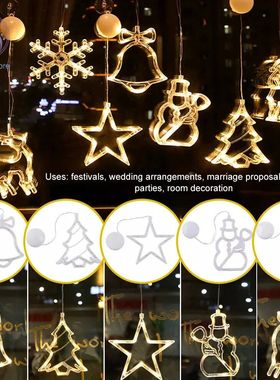 1Pc Merry Christmas LED Light Snowflake Santa Deer Hanging S