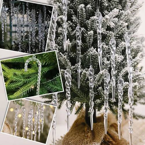 12Pcs Acrylic Icicle Ornaments Christmas Decoration Acrylic