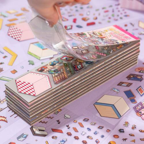 12Pcs 12in1 3D Landscape Stickers Collection Book Album Cart