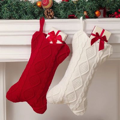 Knitted Christmas Socks Gift Bag Bone Cute Creative Xmas Soc