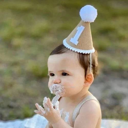 Burlap Hat Baby First Birthday Party Linen Felt Hat 1st 2th