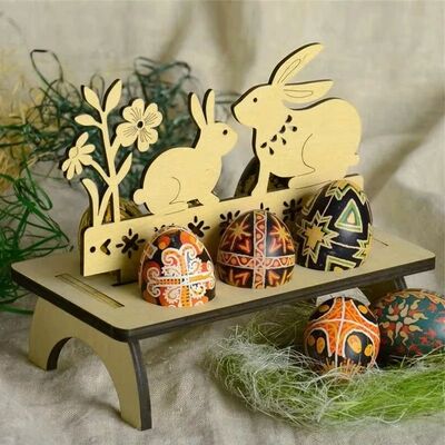 Wooden Easter Egg Stand Shelves Easter Party Ornament Wood C