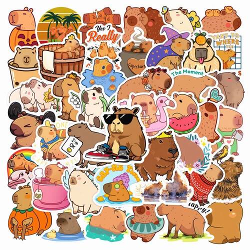 10/30/50PCS Cute Capybara PVC Sticker Aesthetic Decoration S