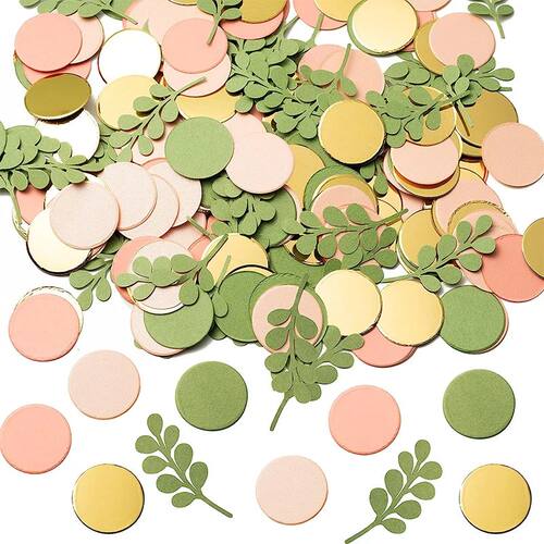 Green Peach Blush Round Scatter Dots Greenery Confetti with