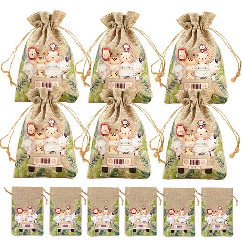 6pcs Jungle Animal Gift Bags Candy Cookie Bags Safari Birthd