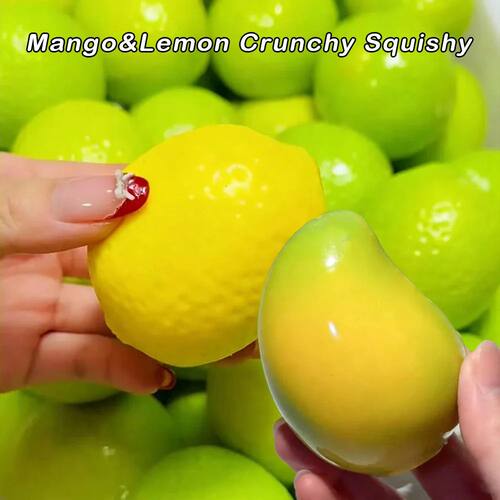 Handmade Crunchy Lemon Mango Stress Ball Squeeze Toy, Color-