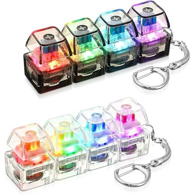 Fidget Toys LED Keyboard Keychain Crystal Clicker Sensory To