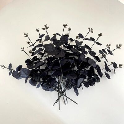 1/3/5pcs  Halloween Black Eucalyptus Stems Artificial Plant