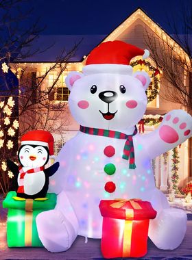 6FT Christmas Inflatables Decorations Polar Bear Inflatable