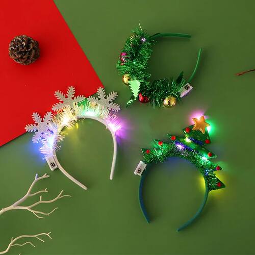 Christmas Hair Band Glowing Crutch Headband Xmas Tree Snowfl