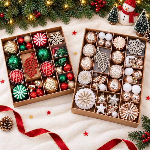 62Pcs Shatterproof Christmas Balls Assorted Xmas Christmas T