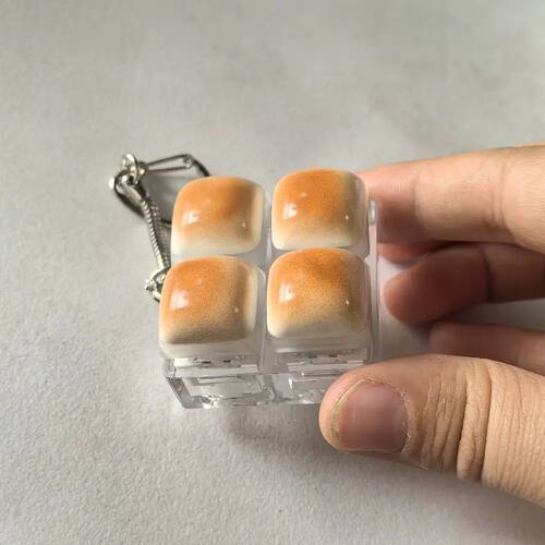 New Caramel Bread Design Fidget Keychain Keys Button DIY Key