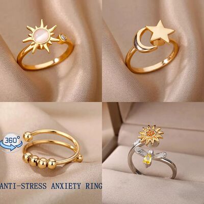 Anti Stress Anxiety Fidget Rings for Women Stainless Steel S