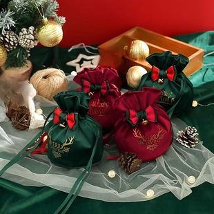 2pcs Elegant Christmas Gift Bags with Drawstring Closur-Fold