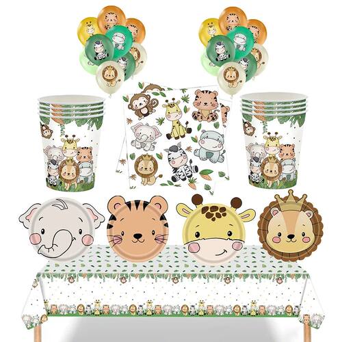 Safari Animals shape Plates Tablecover Jungle Animals Party