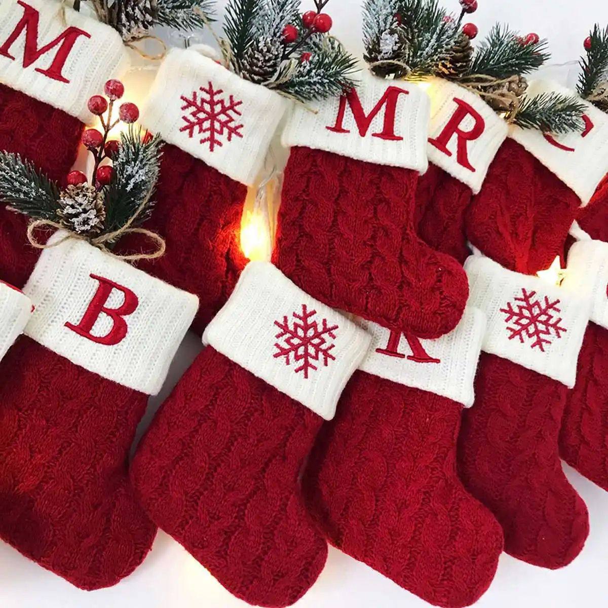 Christmas Alphabet Knitting Socks Christmas Tree Ornaments C