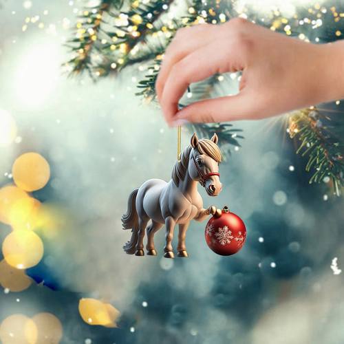2D Christmas Decoration Cartoon Horse Stepping On Christmas