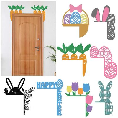 Easter Door Corner Wood Door Corner Sign Colorful Egg Bunny