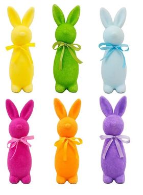 Easter Flocking Ornaments Plush Bunny Spring Decoration Scen