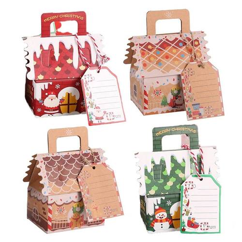 5/10pcs Christmas Gingerbread House Shape Gift Boxes Snowman