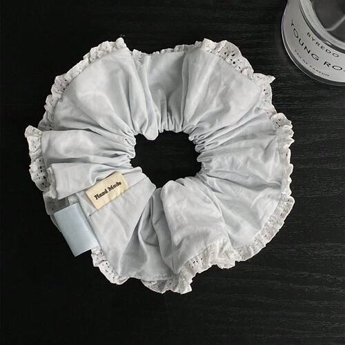 1Pc Women's Elegant Soft Light Blue Solid Hair Scrunchie, In