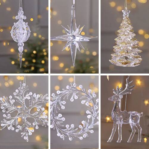 Christmas Snowflake Piece Xmas Tree Pendants Noel Crystal De