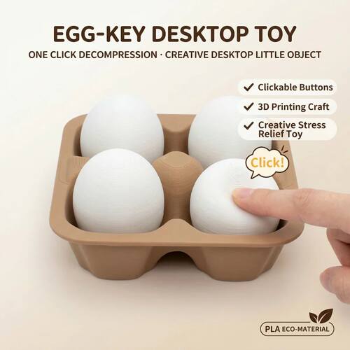 1PC Clickable Stress Relief Desk Toy, PLA 3D Printed Materia