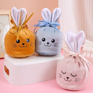 Easter Rabbit Ears Velvet Gift Bag Cute Bunny Sugar Candy Ch