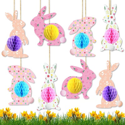 Easter Party Decoration Hanging Ornaments Rabbit Honeycomb P