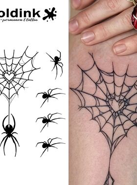 Halloween Heart-Shaped Spider Web Temporary Tattoo,Lasts To