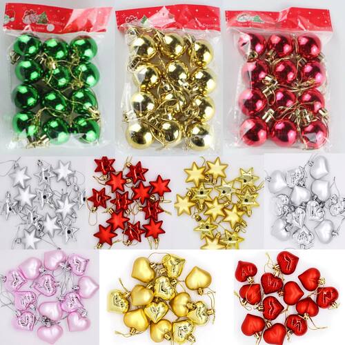 12Pcs Christmas Balls Xmas Tree Hanging Ornaments Ball Heart