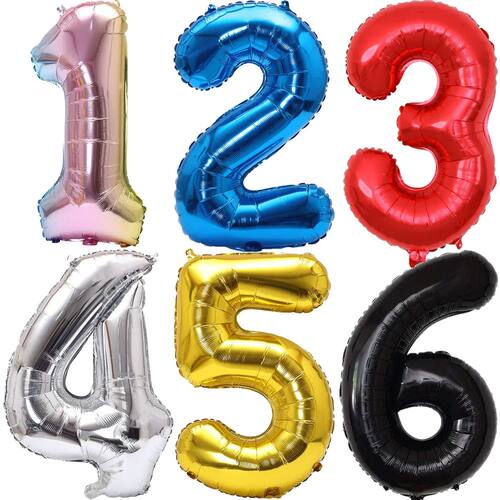32inch Rainbow Gradient Number Foil Balloon 1-9 for Kids Bir