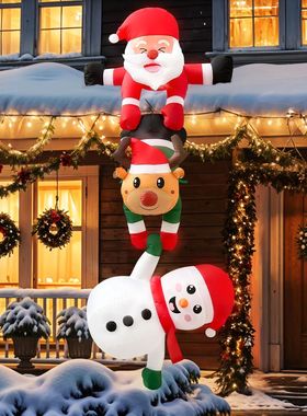 8FT Christmas Inflatables Decor, Climbing Santa Claus with R