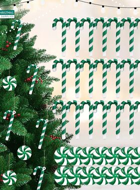 24PCS Christmas Candy Canes Red and Green Crutch Xmas Tree H
