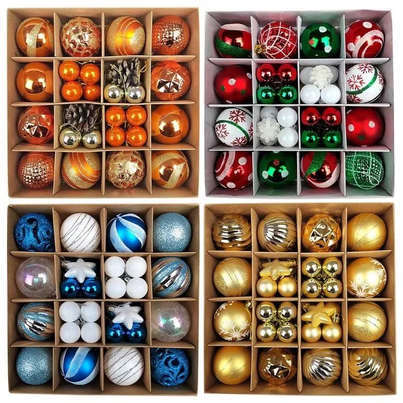 44Pcs 3/6CM Christmas Ball Christmas Tree Decoration Ornamen