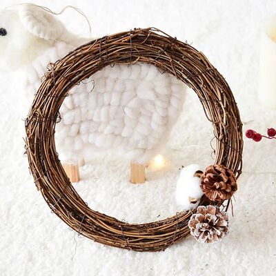 10-40CM Christmas Natural Dried Rattan Ring Wreath Garland D