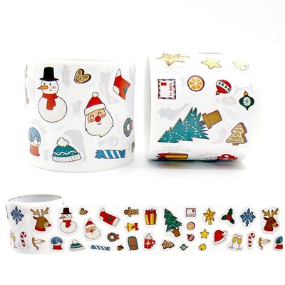 300pcs/roll Cartoon Christmas Theme Gift Tag Sticker Holiday