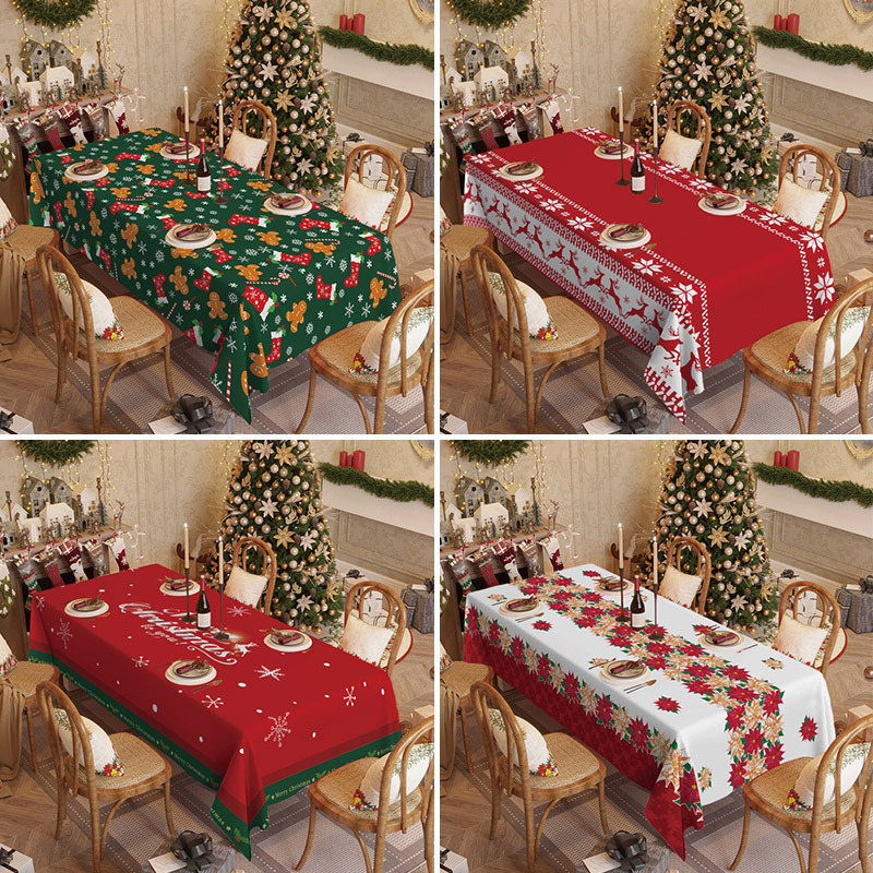 Christmas Tablecloth Red New Year Flannel Christmas Style Di