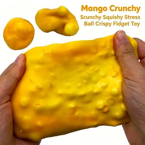 Crunchy Squishy Mango Stress Ball Fidget Toy Handmade Crispy