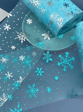 6cm 13cm 5Yards Snowflake Tulle Fabric Glitter Ribbon Organz